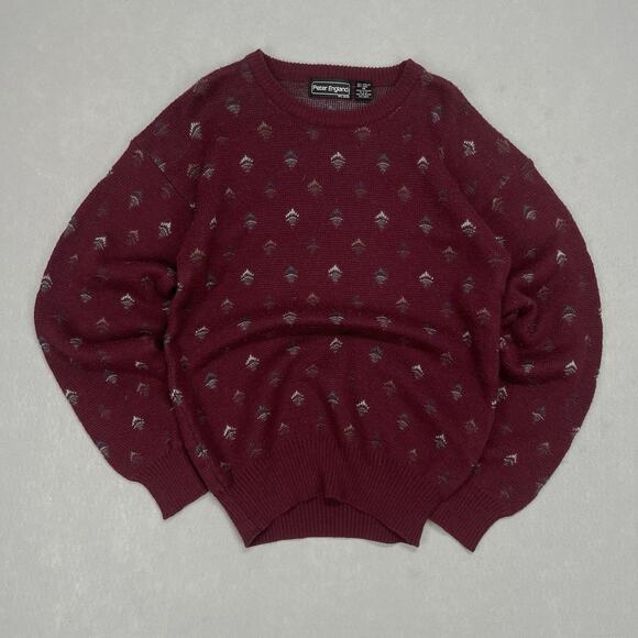 Vintage Peter England‎ Wool Blend Pullover Crew Neck Sweater Adult Medium Maroon - Picture 1 of 7